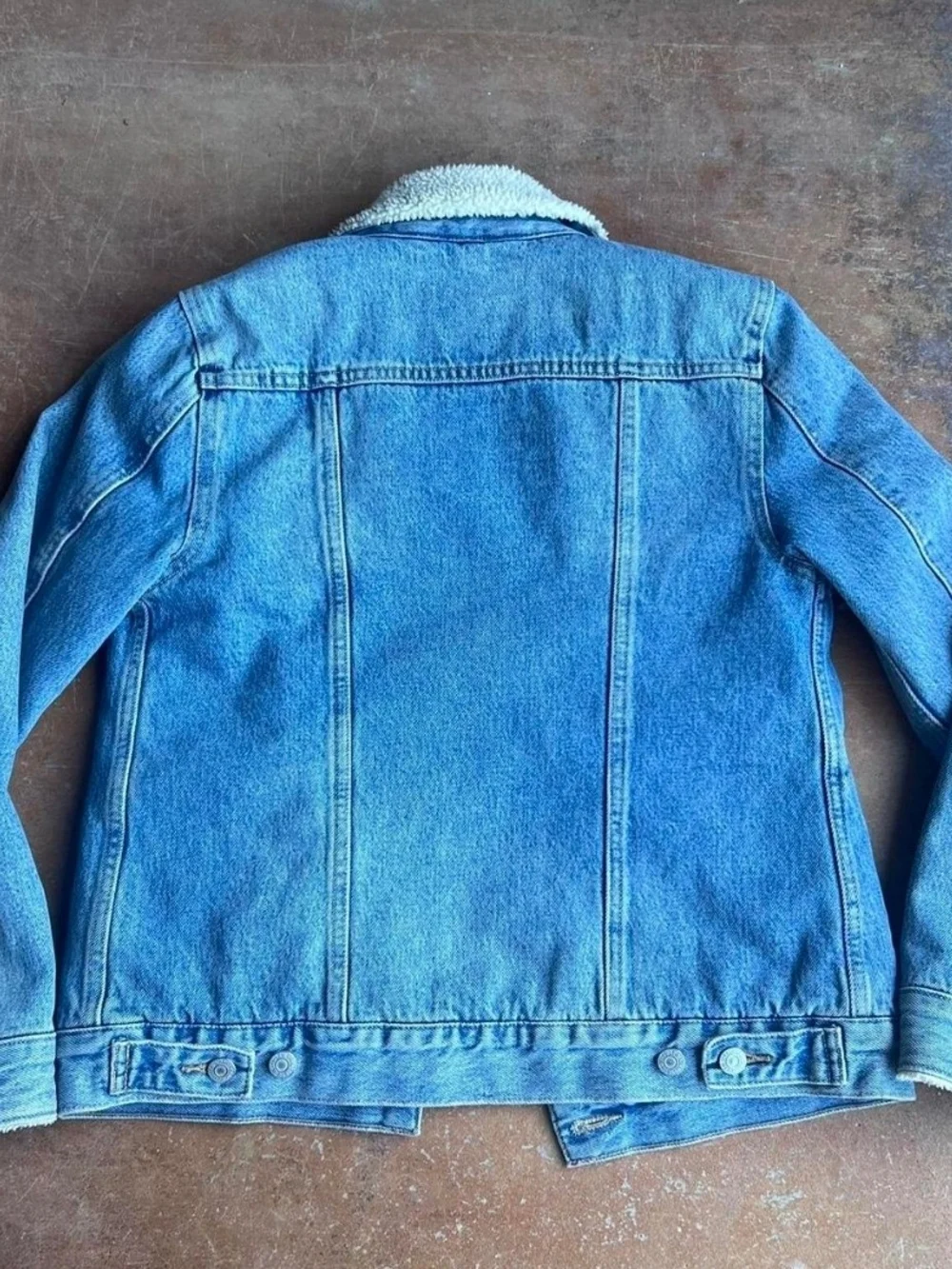 Levi's Cream Sherpa-Lined Jacket with Blue Denim Loop
